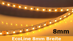 EcoLine LED Stripe in 8mm - schlank, hohe Leistung, passend für alle Profile